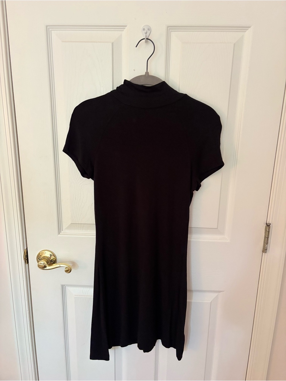 silence + noise Black Short-Sleeve Mock Neck Mini Dress